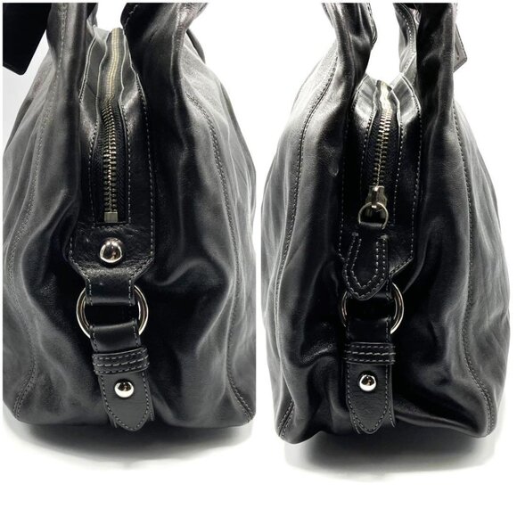 Coach Leather Handbag Logo Plate Charm Black - Picture 3 of 10